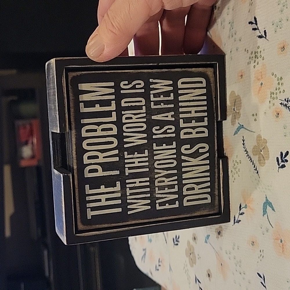 5 For 25.00/Drinking/ Bar Coasters, Rustic..Chalkboard  look.EUC, fun!!